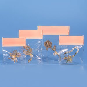 EVA Jewelry Ziplock Bag with pink zipper for rings earrings necklaces and bracelets