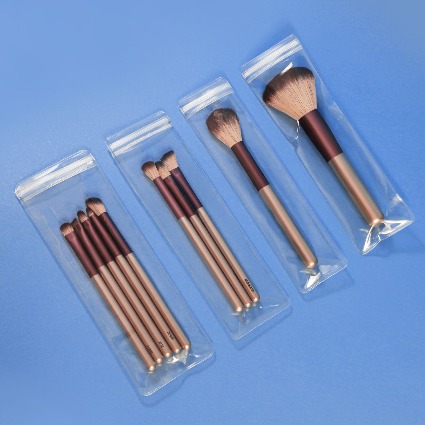 Long PVC Ziplock Bag for Makeup Brushes & Cosmetic Tools Packaging