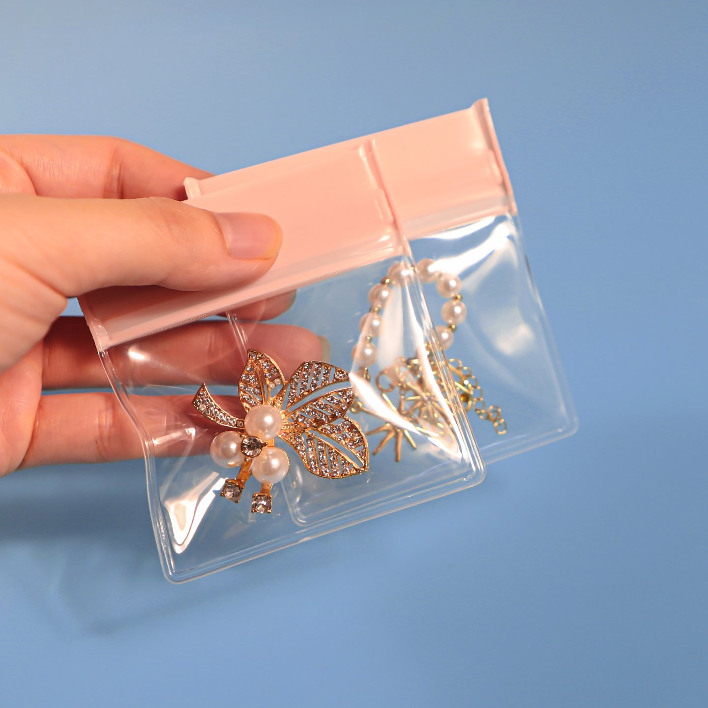 EVA Jewelry Ziplock Bag – Pink Zipper Custom Jewelry Packaging Pouch - 图片 4